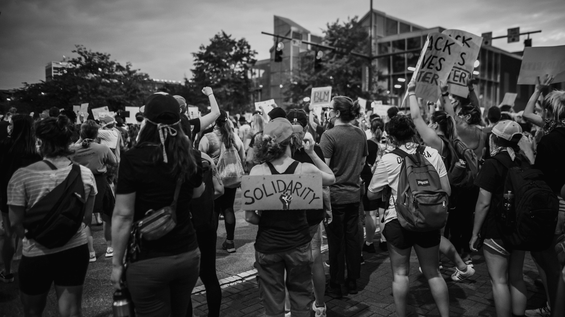 People gathered at a Black Lives Matter rally