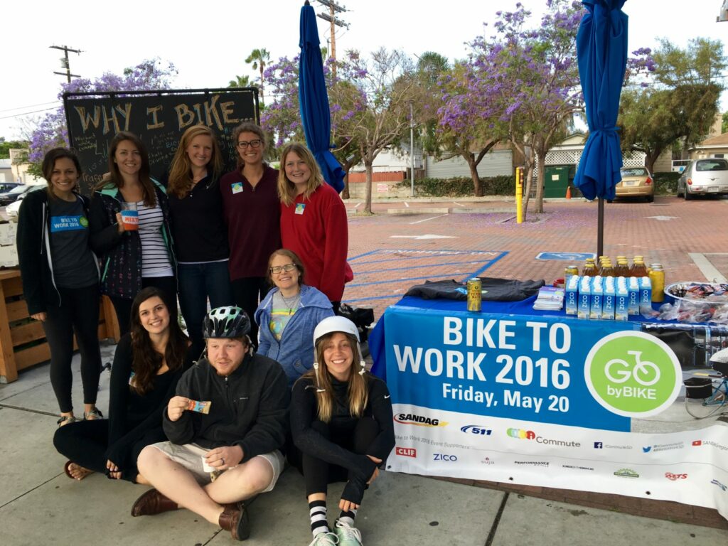 Team together next to bike to work booth