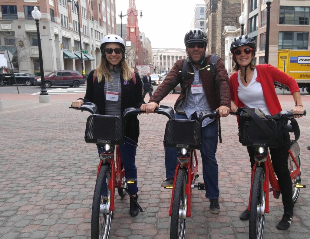 Mixte staff riding bikes