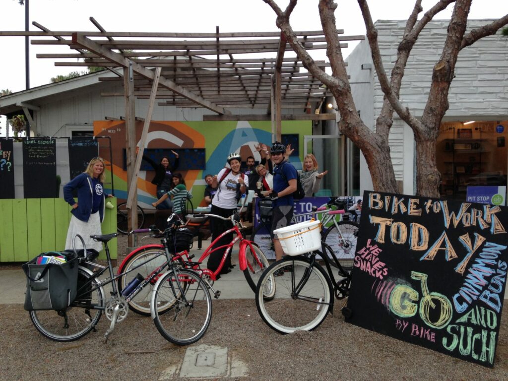 Mixte staff with their bikes for bike to work day