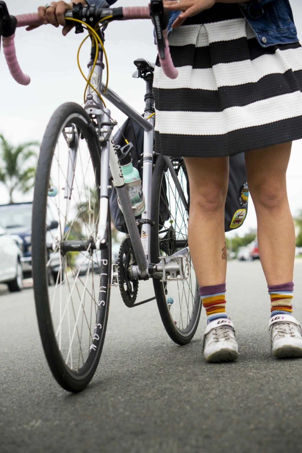 Person walking bike