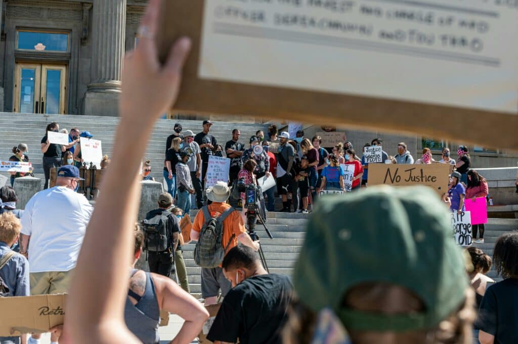 Group of demonstrators protesting for racial justice