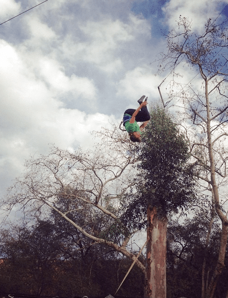 Mia doing acrobats in the sky