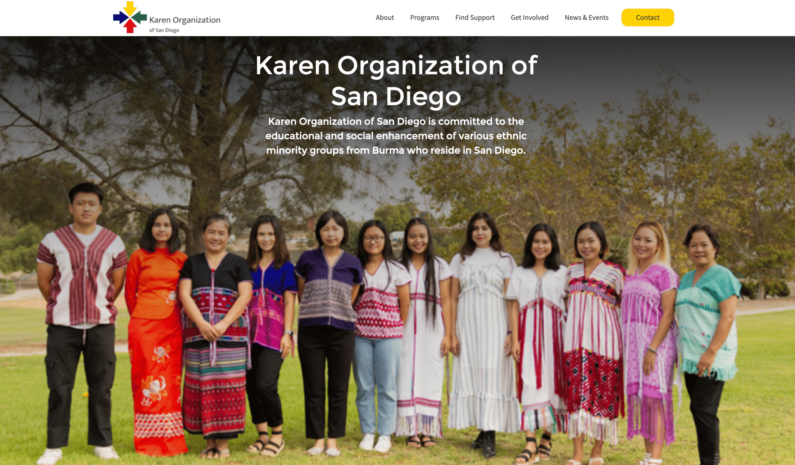 Screen shot of Karen Organization of San Diego website