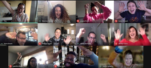 Mixte team celebrating Bernays Awards on Zoom